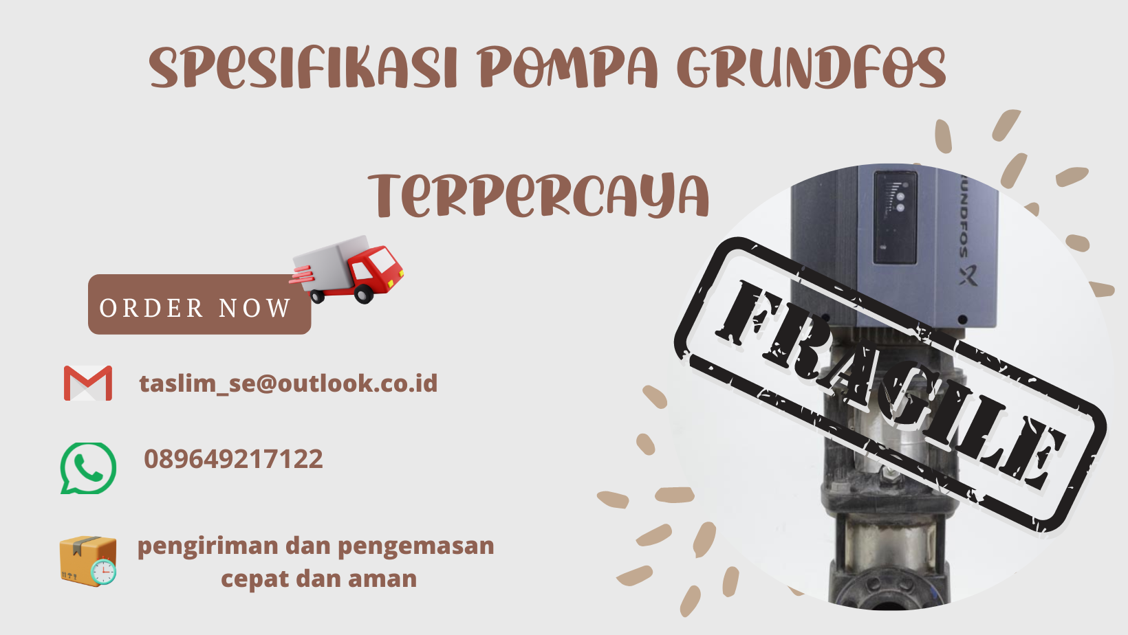 SPESIFIKASI POMPA GRUNDFOS TERPERCAYA - CV.TASLIM SOLUSI ELEKTRINDO - 089649217122