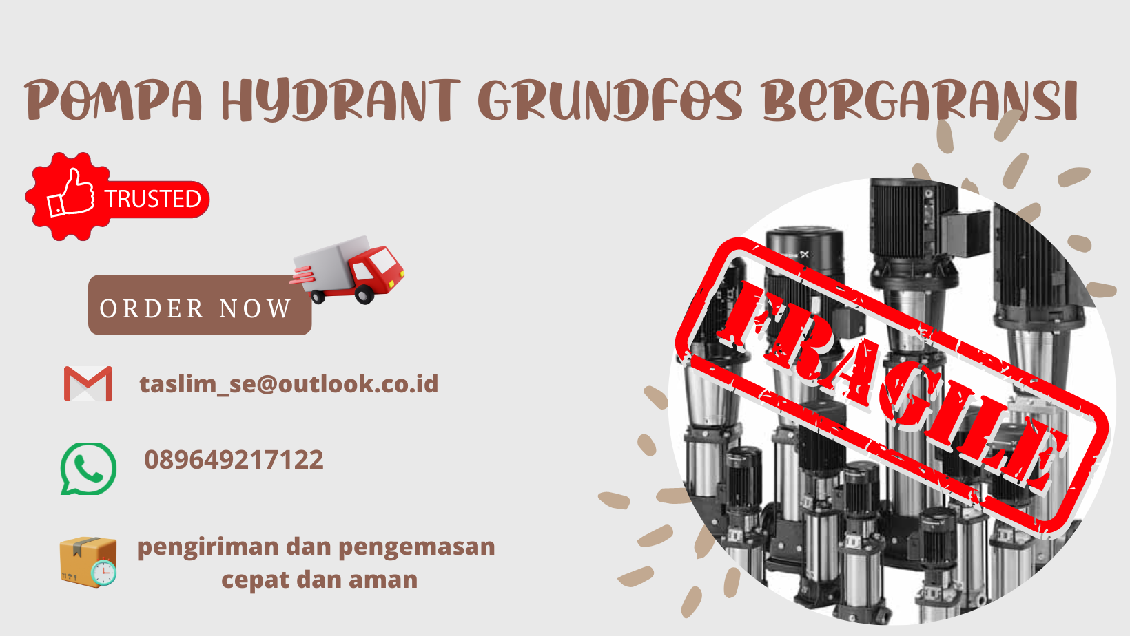 POMPA HYDRAN GRUNDFOS BERGARANSI - CV.TASLIM SOLUSI ELEKTRINDO - 089649217122